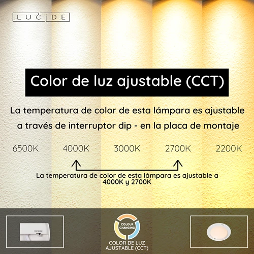 Lucide SKETES - Lámpara de techo - Ø 45,7 cm - LED Regul. - CCT - 1x24W 2700K/4000K - Transparente - USP